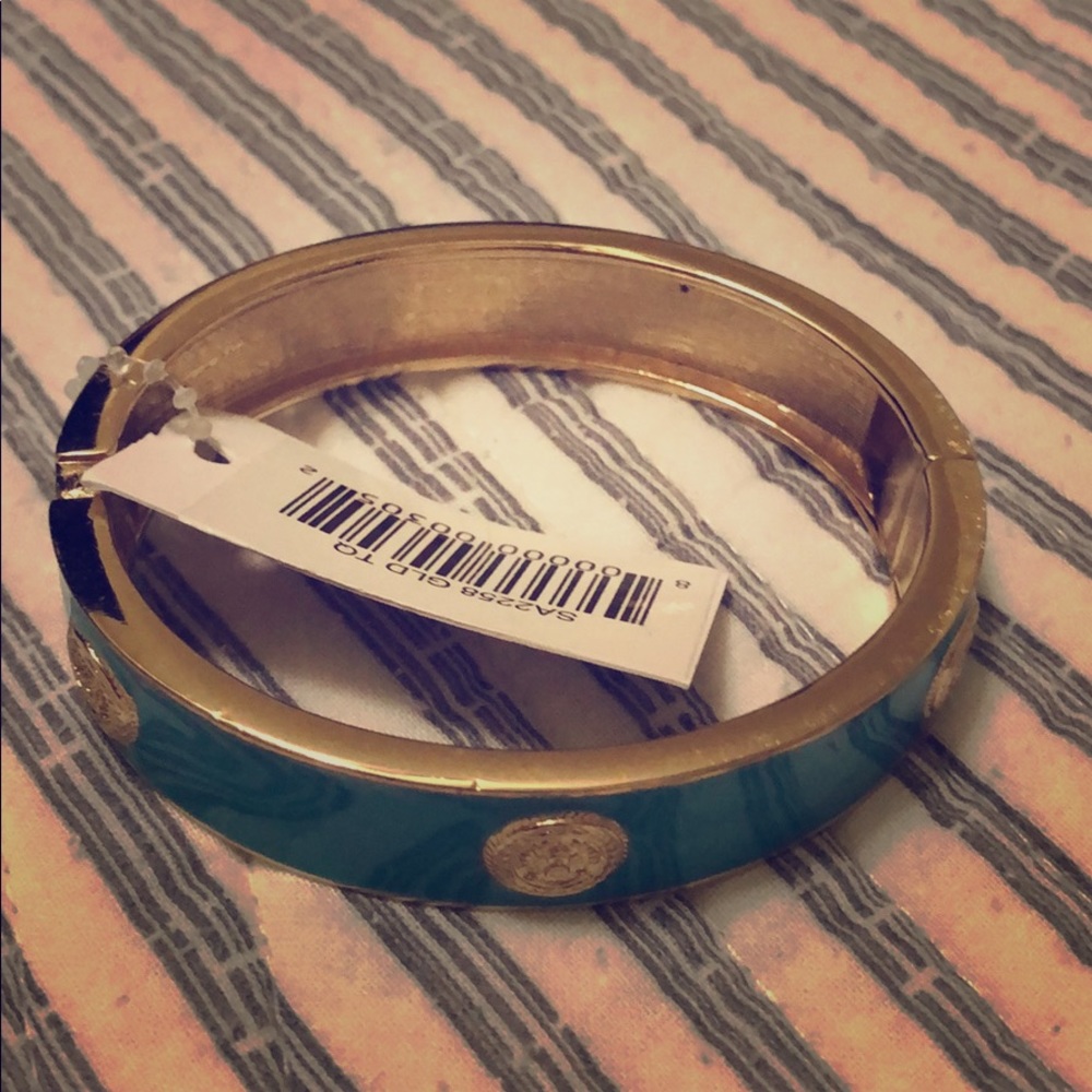 Blue and gold bangle bracelet